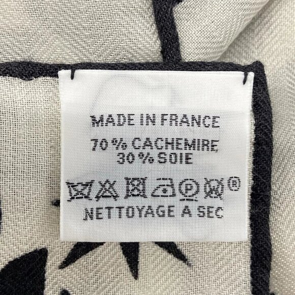 HERMES Carrejean/Shawl Carre Brown Noir (white) Black Silk - Picture 6 of 7